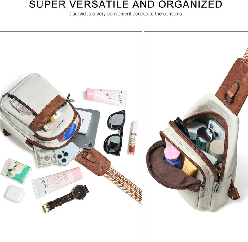 LATMAP 7L Sling Bag For Women Men Backpack Fanny Pack Crossbody Chest Travel Shoulder Belt Bags Purse Handbag PU Leather - Image 5